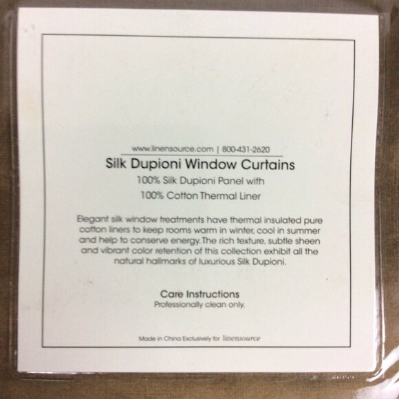 Linensource Silk Dupioni Window Curtain Panel 50x108 Fawn Rod Pocket Cotton Lini - Picture 4 of 5